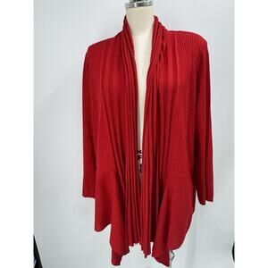 Exclusively Misook Woman Open Front Knit Jacket Size 2X Red (ja100thrifty